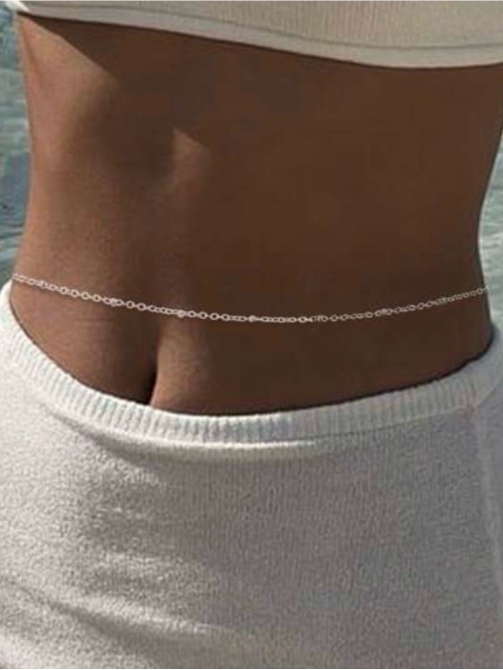 Delicate Silver Beaded Chain Waist Belt - Minimal Circle Links